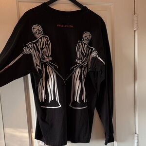 Black Long Sleeve Shirt with Grim Reaper Design